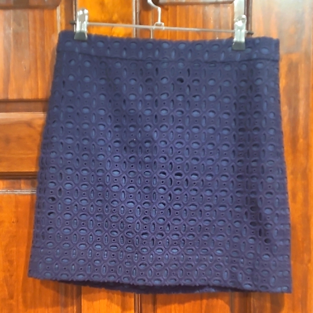 J. Crew Navy Blue Eyelet Cotton Mini Skirt